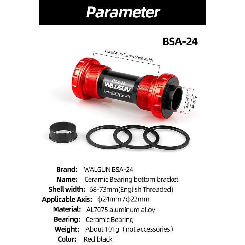 BSA Threaded Bike Bottom Bracket Ceramic BB BSA24 BSA30 BSA29 English for MTB Road Bikes 24mm 30mm 29mm Shell Bicycle Crank
