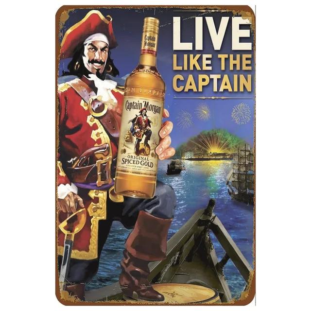 Винтажная металлическая жестяная табличка Captain Morgan Ретро настенный декор для бара, мужской пещеры, гаража Железный постер, табличка xсм