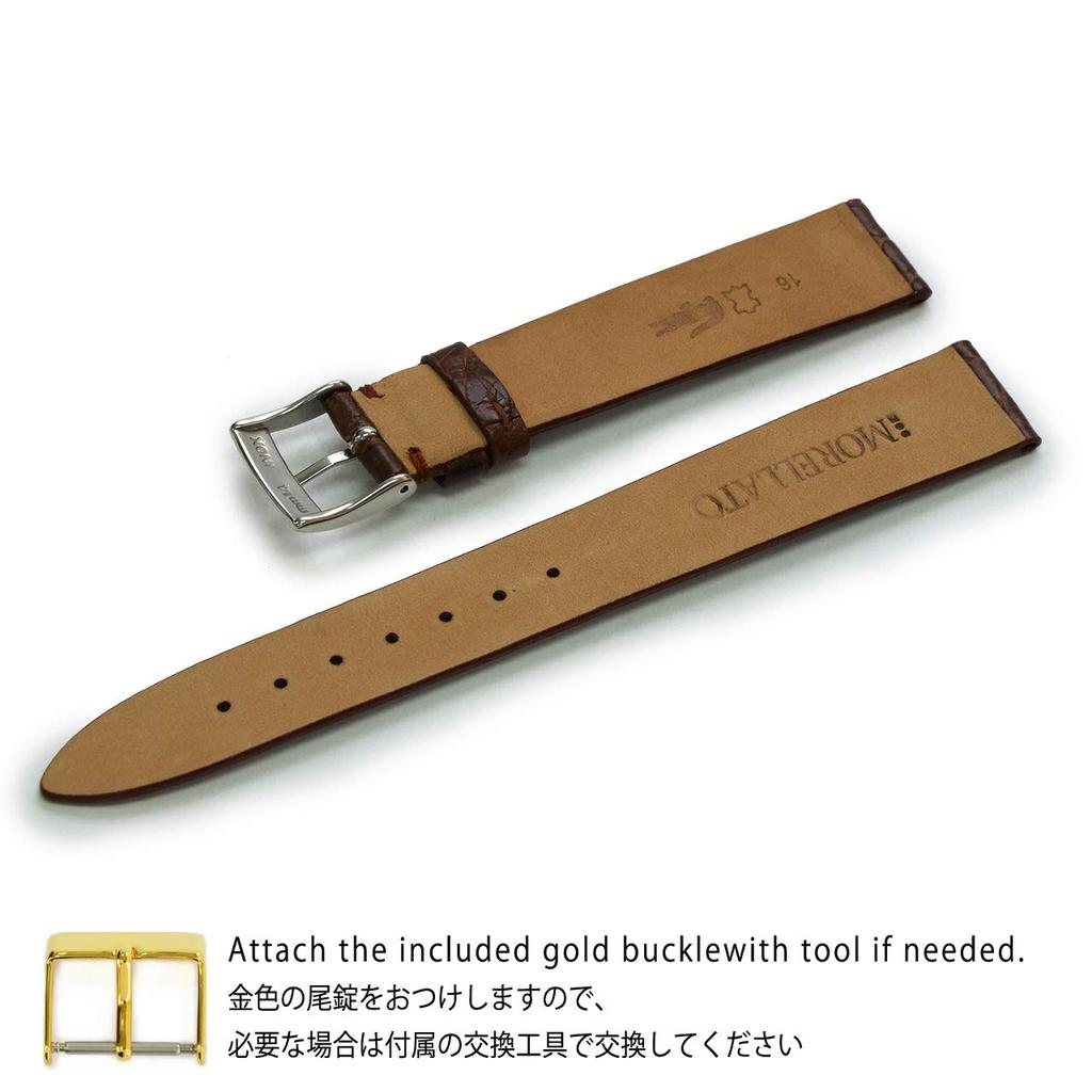 Morellato CLASSICO Caiman Crocodile Watch Dark with Replacement Tool U2212052034016M Strap, 16mm, Brown, [Officially Imported]