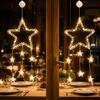 Gift for Holiday Decoration LED Christmas Window Star Decoration, Battery Operated Hanging Warm Winter Home Seasonal Lighting Lighted Shaped