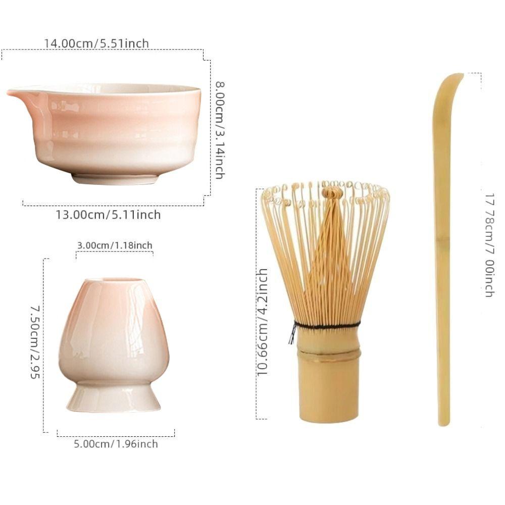 4PCS Food Grade Japanese Matcha Tea Set Bamboo Ceramic Japanese Chasen Matcha Whisk Stirring