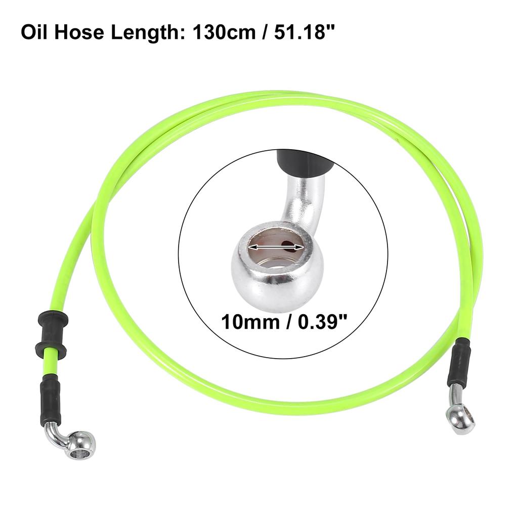 Motoforti Мотоциклетный тормозной шланг сцепления Шланг Гидравлический Армированный Мотоциклетный Нержавеющая сталь 28°+90° Зеленый 130см