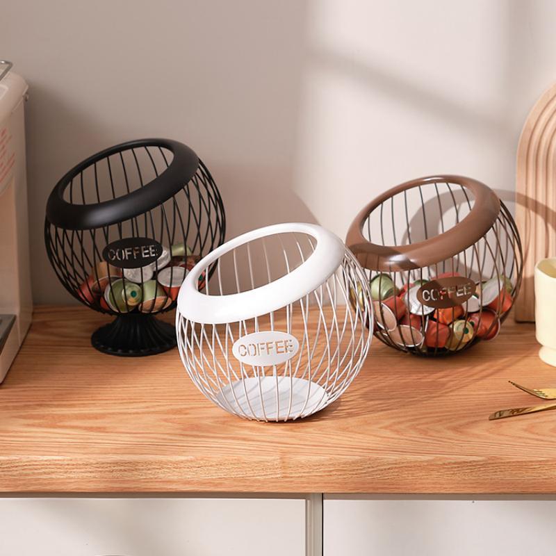 1 шт. Железный держатель для кофейных капсул Фруктовая закусочная Стеллаж для хранения Многофункциональный Полый стеллаж для хранения кофейных капсул Подходит для дома Кафе