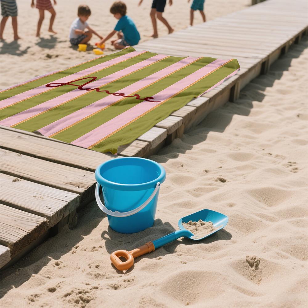 Striped amore Compact Travel Beach Towel Super Absorbent Sand Resistant, Microfiber for Swimming Camping Yoga