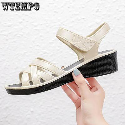 Женская летняя обувь, женские плоские сандалии, сандалии с ремешком на подошве, с нескользящей резиновой подошвой, женские повседневные сандалии