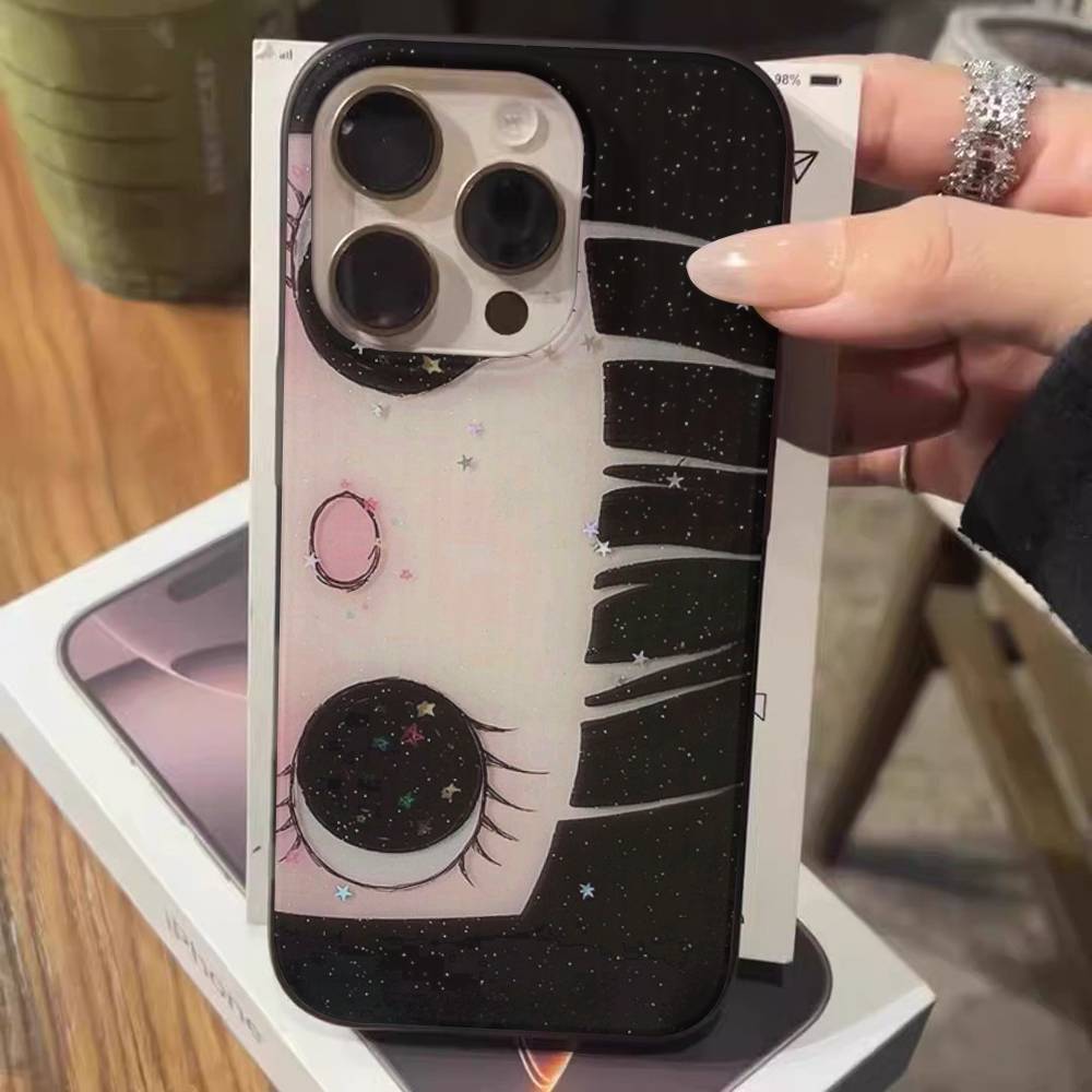 Чехол для телефона с большими глазами, девушка из комиксов, для IPhone 17 16 15 14 13 12 11 Pro Max Plus, гофрированный бампер, задняя крышка