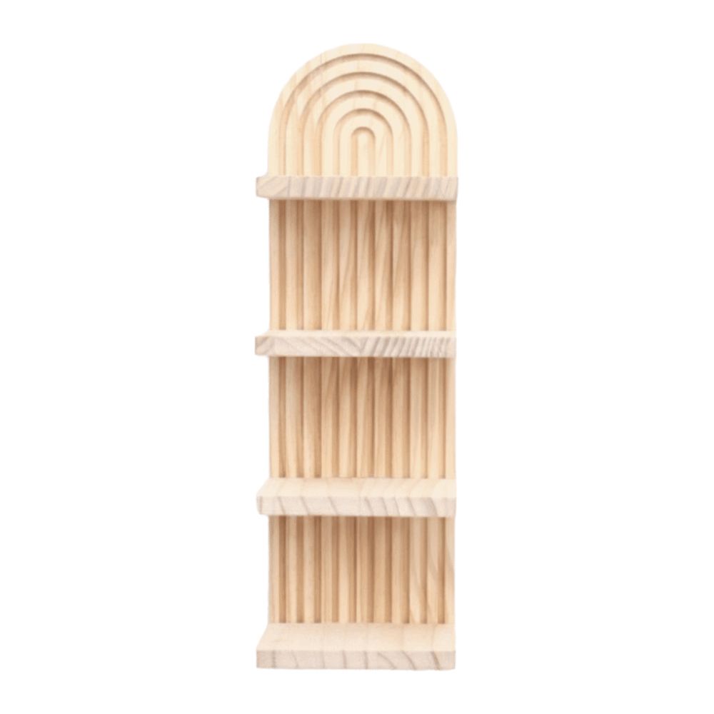 4-Tier Design Wooden Wall Shelves Minimalist Boho Style Rack Arched Floating Shelf  Home Decor