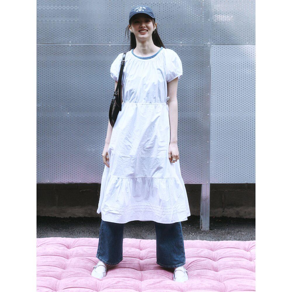 8SECONDS Cotton Short Sleeve Long Dress White