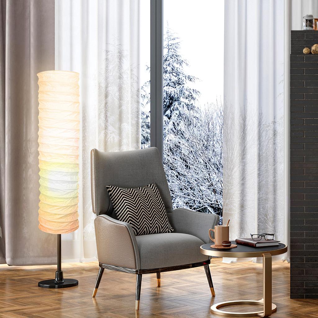 1pcs 37 Inch Long Paper Lampshade Floor Standing Lamp Shade Crinkle Cover For Home Hotel Living Room Bedroom Decor Accessories