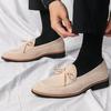 Luxury Designer Suede Leather Shoes Men Pointed Toe Bowtie Loafers Wedding Dress Prom Formal Footwear Sapatos Tenis Masculino