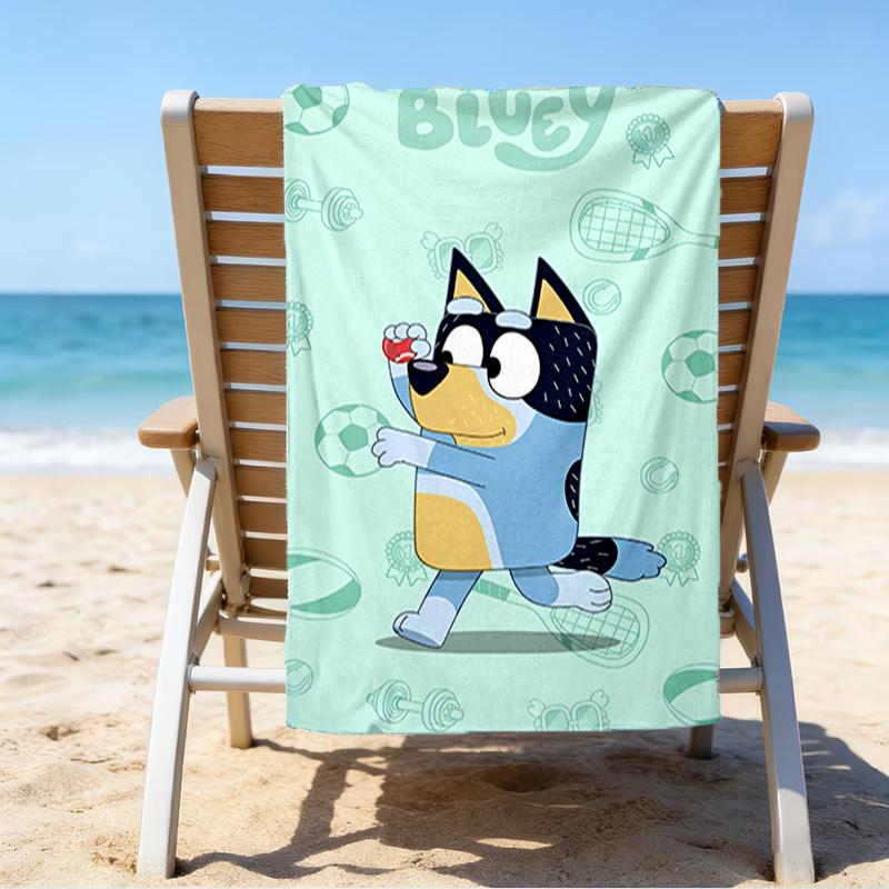 Ultra-Soft Beach Towel with Bluey Theme,Ideal for Pool - Camping, Diving - Perfect Travel Essential, Vibrant Beach Towel.