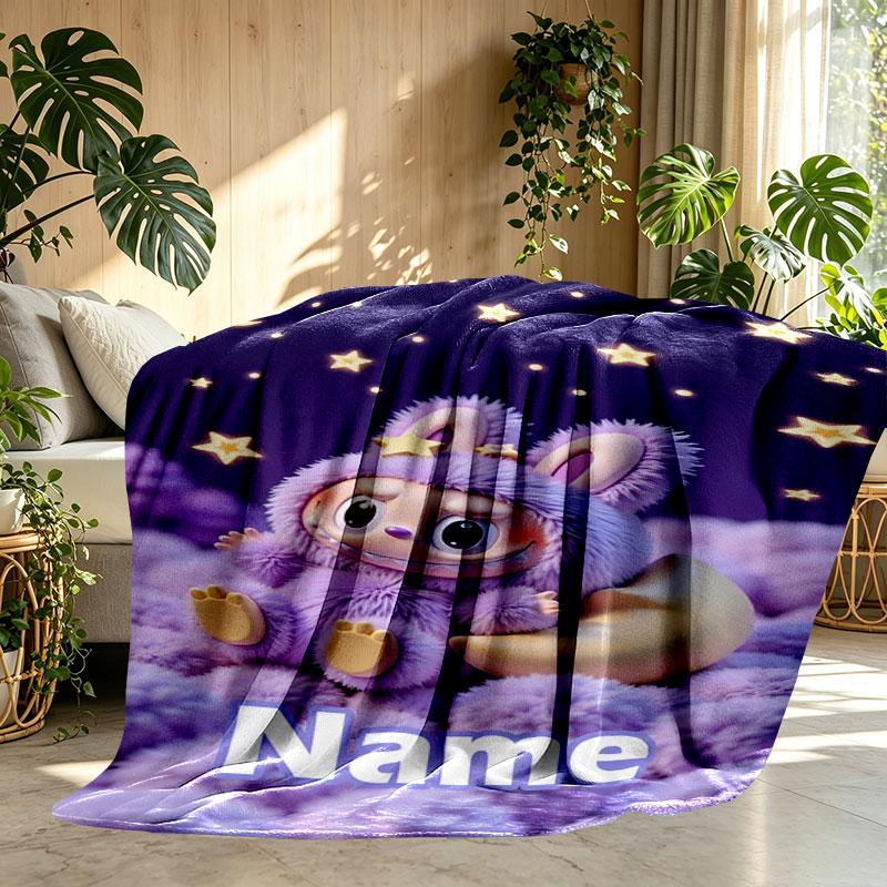 Custom Name Personalized Labubu Print Blanket, Home Decor, Bedroom, Sofa, Camping, Couch, Gifts for Birthday Christmas