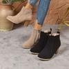 Зима Удобные Банкетные Высокие Каблуки Женские Сапоги Мода Новые Круглый Носок Элегантные Повседневные Толстый Каблук Короткие Сапоги