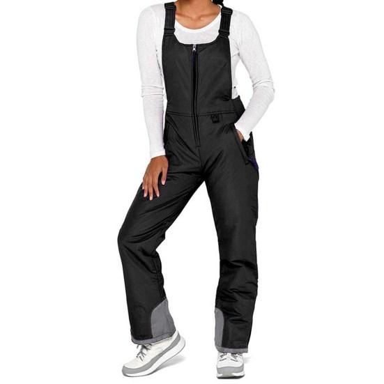 Утепленные лыжные брюки унисекс Водонепроницаемый лыжный полукомбинезон с застежкой-молнией спереди Ветрозащитные зимние брюки для сноуборда для мужчин и женщин