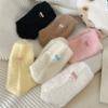 Footwear Plush Socks Embroidery Bow Winter Socks Sweet Mid Tube Stockings