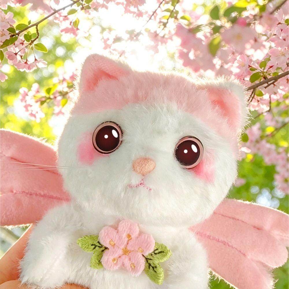 Metal Clip Cat Bag Charm Kitten Pendant Plush Animal Keyring  Backpack Accessories