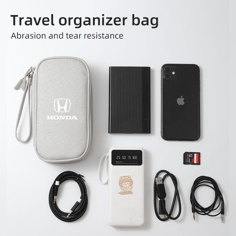 CKBSX1 Car Digital Storage Bag Waterproof Cable EVA Charging Tools Organizer For Honda Jsrzcing Civic Accord Fit City Vezel CRV Odyssey