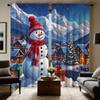 2 шт. HD Рождественская снежная горная сельская декоративная занавеска со снеговиком Синяя занавеска с цифровой печатью в стиле домашнего декора