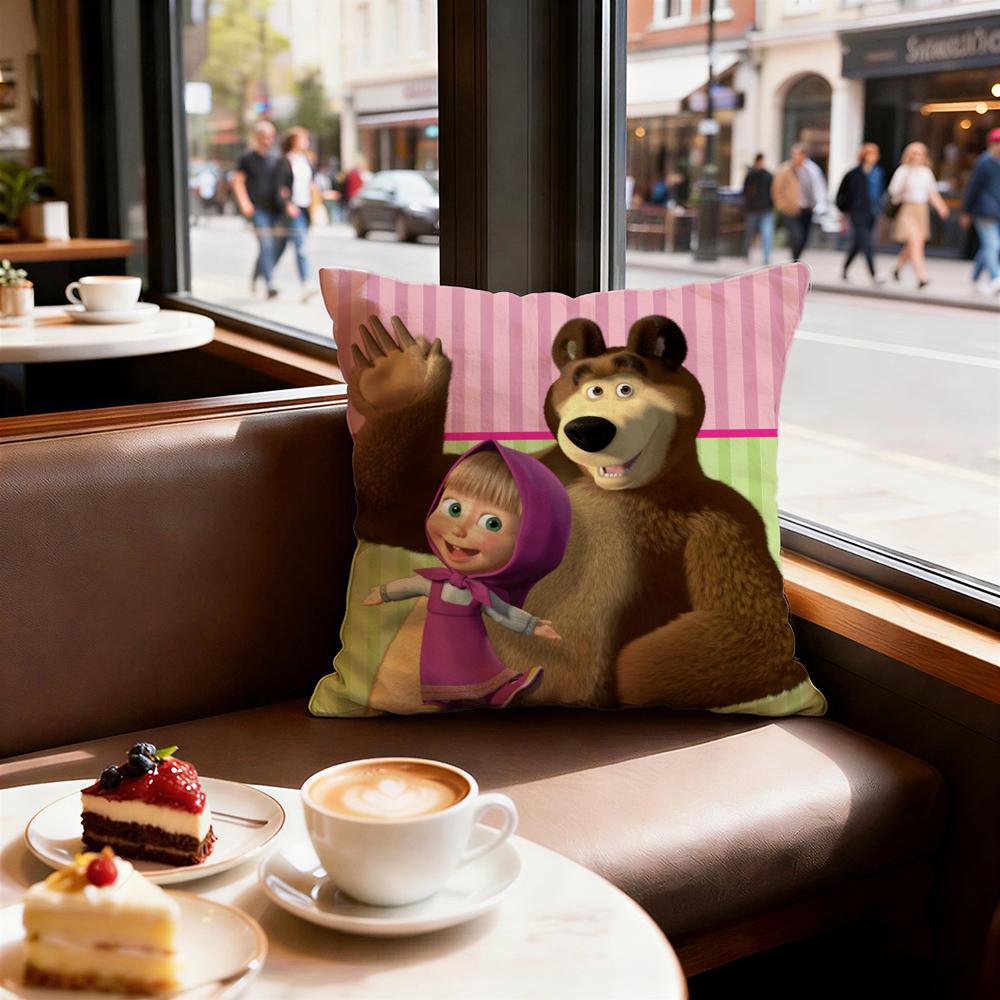 Cartoon Masha And Bear Cushion Cover Decorative Cushions Covers Cover Sofa x Pillow Piece x x Pillowcase