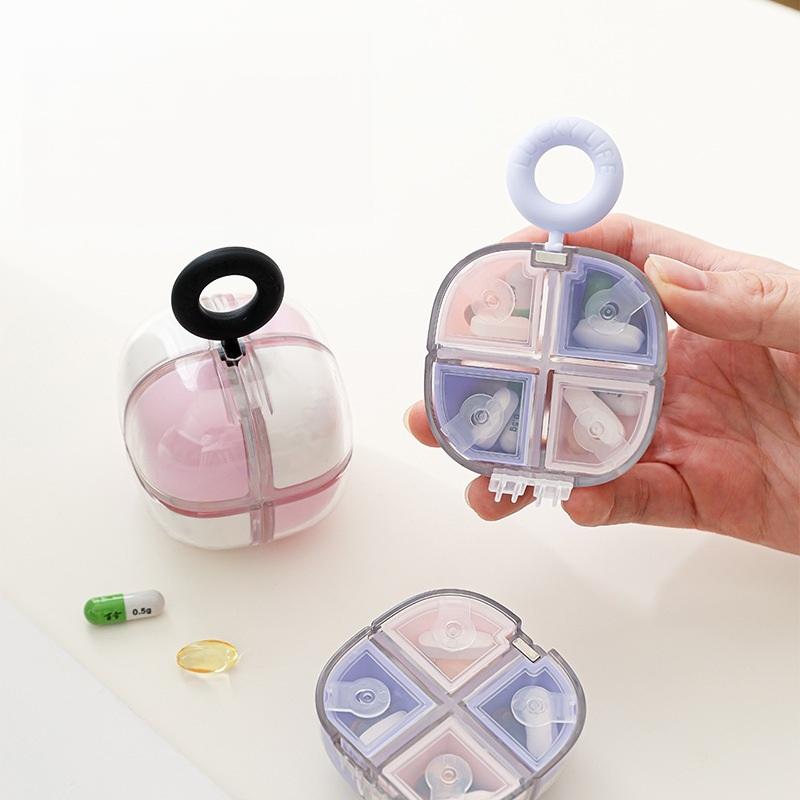 Mini Pill Case with Handle Compact Daily Pill Organizer for Pocket Purse Outdoor Travel