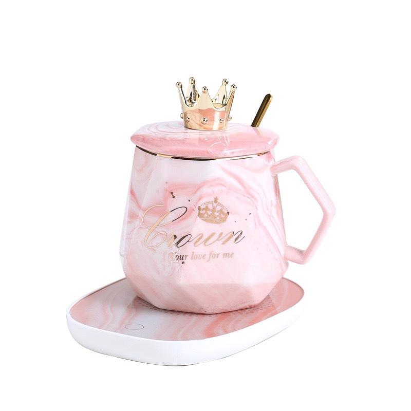 Кружка с подогревом с мраморным рисунком 55 градусов, креативная термостатическая кружка, подарок-сопровождение для клиентов, подарочный набор кружек для подогрева воды