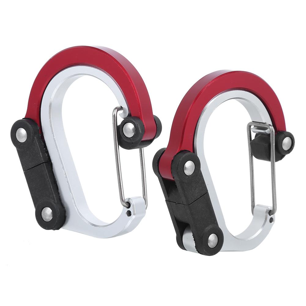 Aluminum Carabiner MultiFunction Outdoor Travelling Quick Hanging External Buckle 2 Pcs(Red )