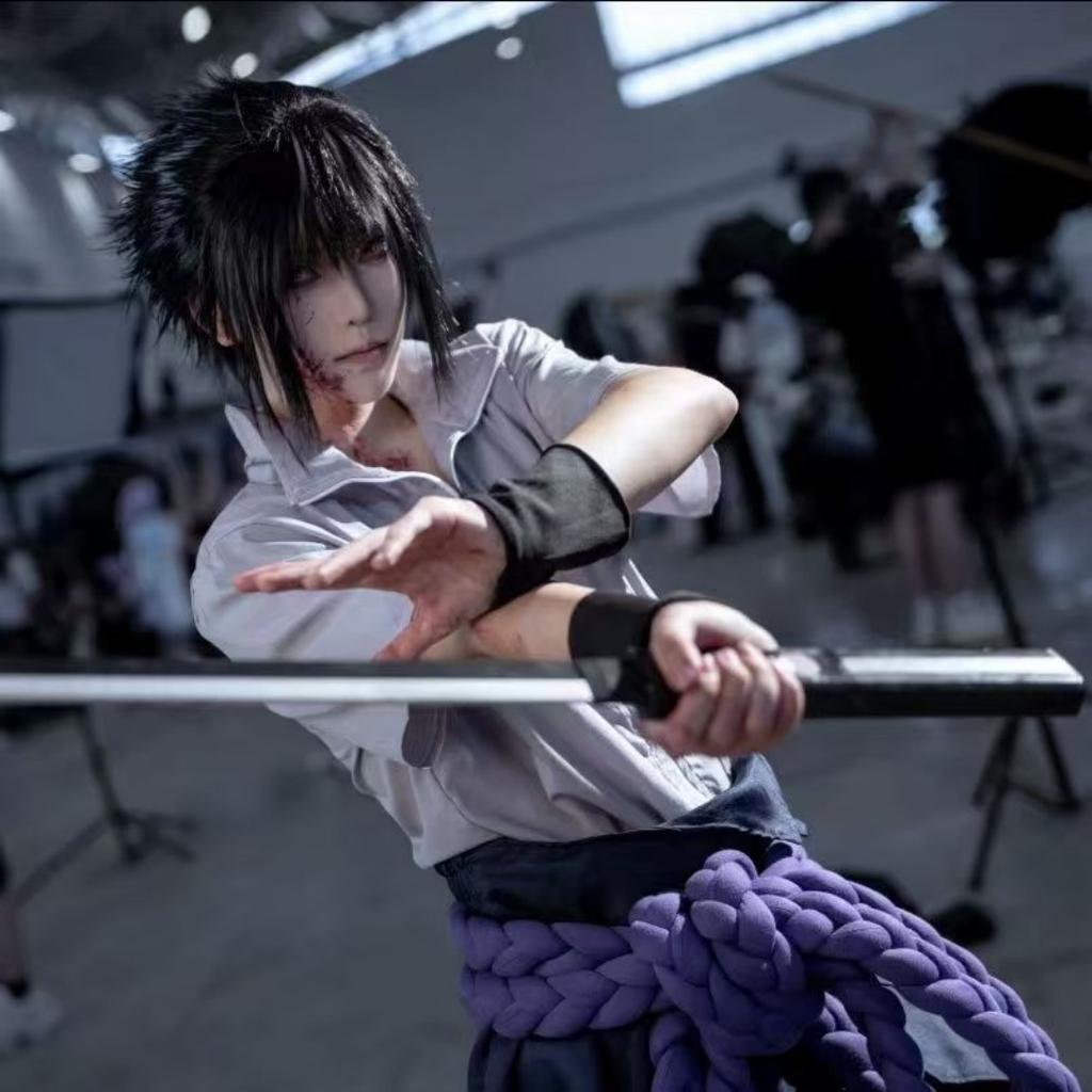 Аниме Учиха Саске Косплей Костюм Haut Pantalon ceinture Cos Convention cadeau Adulte Версия унисекс