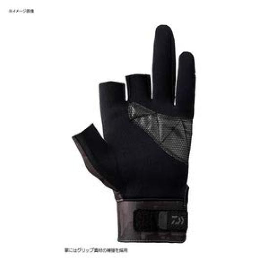 DAIWA Titanium Casting Navy Size M For Fishing ™ Gloves, 3-Finger Cut, Camo, (DG-31009W) -