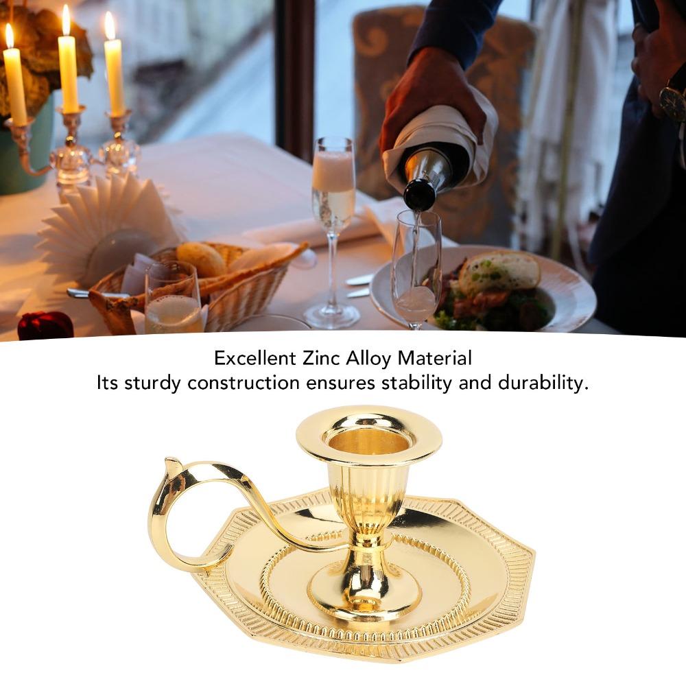 Zinc Alloy Vintage Taper Candle Stick Holder With Drip Catcher Tray Candle Stand Party Decoration