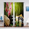 Zen Spa Green Bamboo Black Stone Flower Sheer Curtains for Living Room Bedroom Decorations Window Voiles Tulle Curtain Drapes