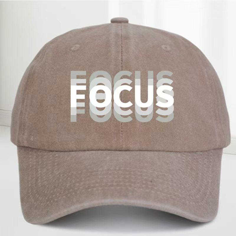 The FOCUS baseball cap is adjustable breathablehand-washedsuitable for both Unisex and WomenIt is breathable and adjustable