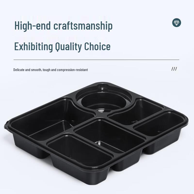 Handunyou Disposable 7-Compartment Takeout Food Containers with Bowls (60 Sets)
