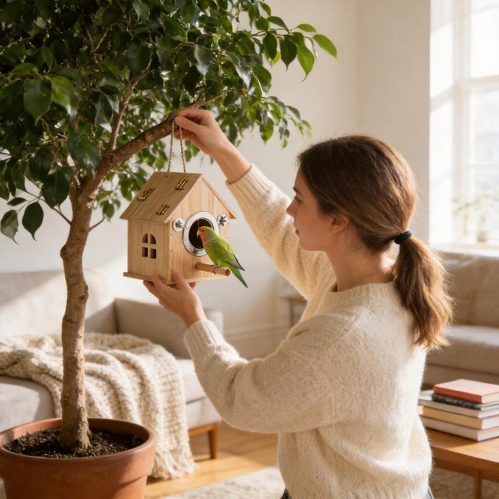 Wooden Bird Nest With Handcrafted Design For Bird Breeding And Shelter
