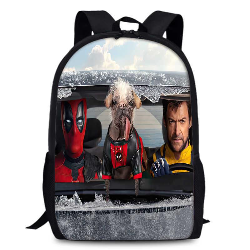 Deadpool Wolverine Backpack 15 Inch Anime Cartoon Schoolbag Lightweight