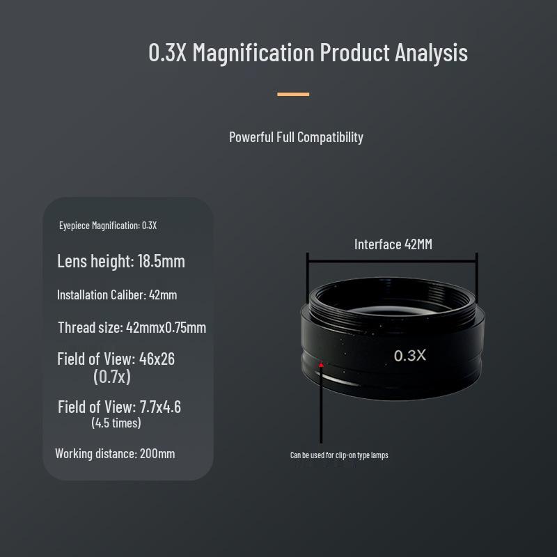 42mm Integrated Microscope Attachment Lens: 0.3X-0.7X HD Wide-Angle Magnification