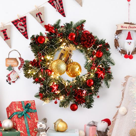 Рождественский венок Yousheng для входной двери, искусственный сосновый венок с ягодами/шишками/цветами для праздничного внутреннего/наружного настенного/оконного/верандного декора