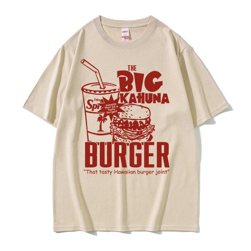 2026 Summer The Big Kahuna Burger Print Cotton TShirt Unisex Hip Hop Sport Casual Breathable Plus Size Loose Tops Y2k