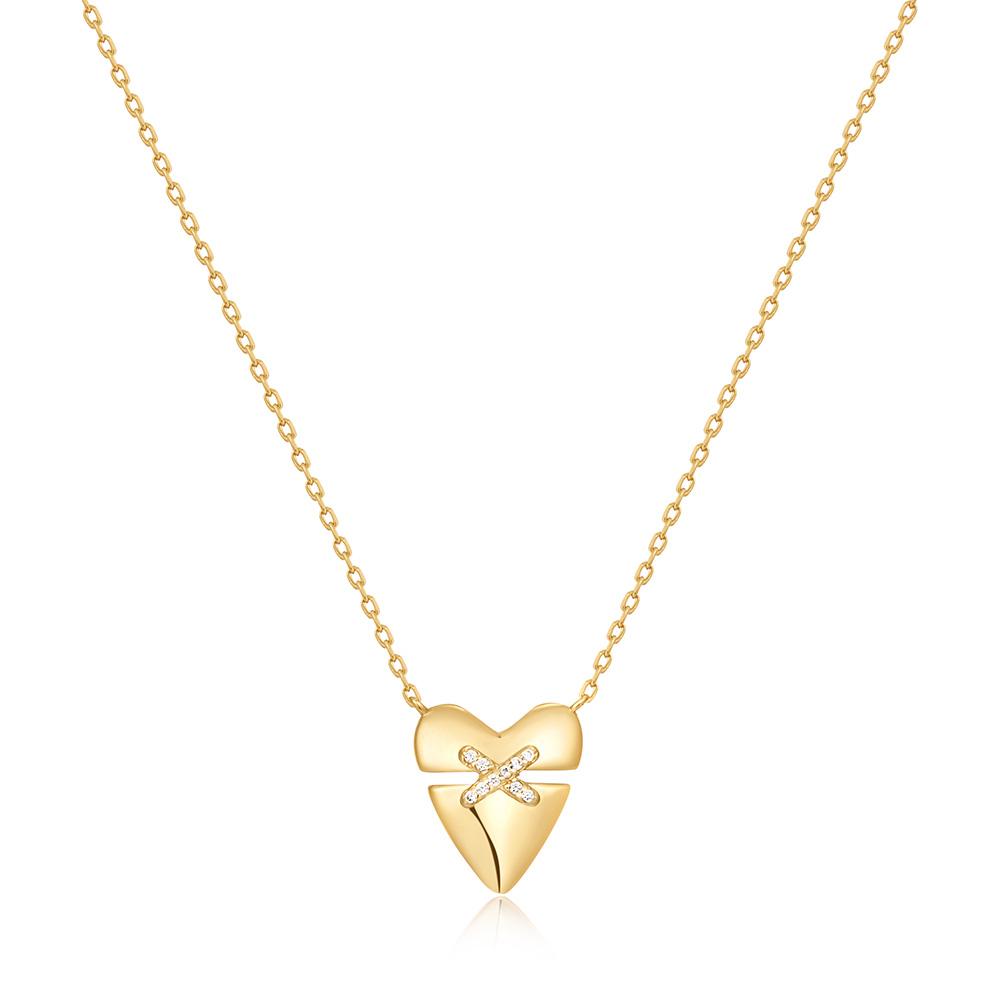 Колье Ania Haie Сердце Поцелуй Паве Серебро 925 пробы N057-02G