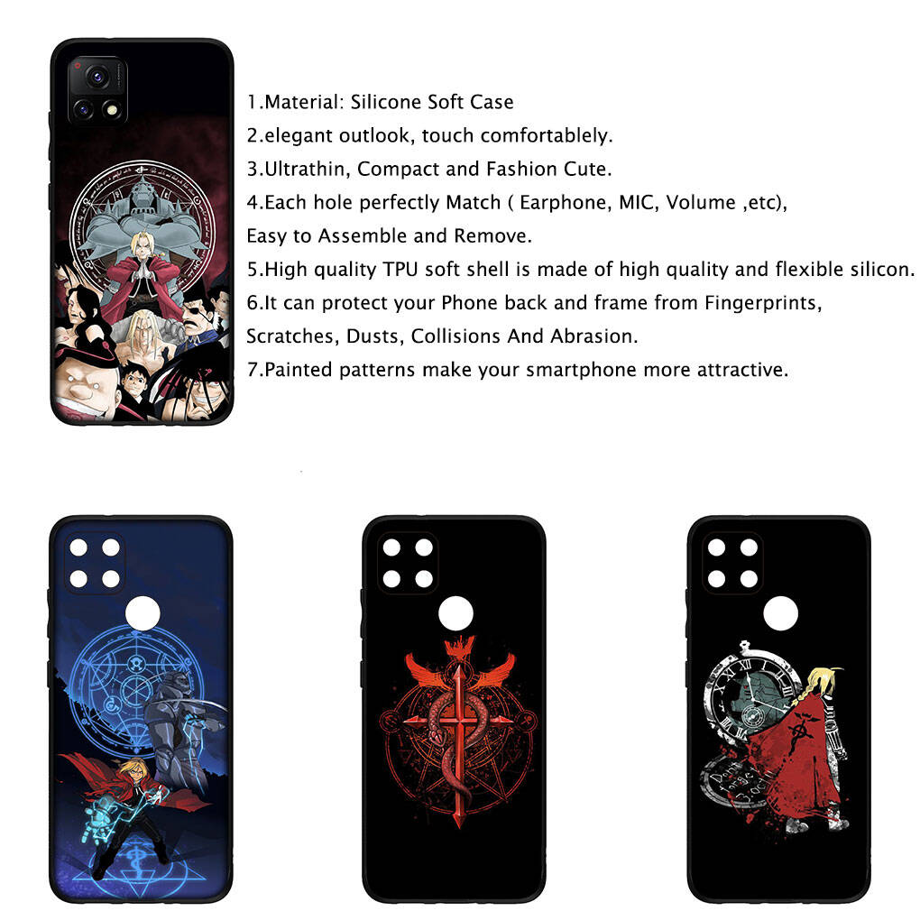 for Motorola Moto Edge 70 60 50 G54 G86 Samsung Galaxy S25 iPhone 17 16 15 Redmi Note 14 13 Pro Max Phone Case Cartoon Fullmetal Alchemis Elric Edward