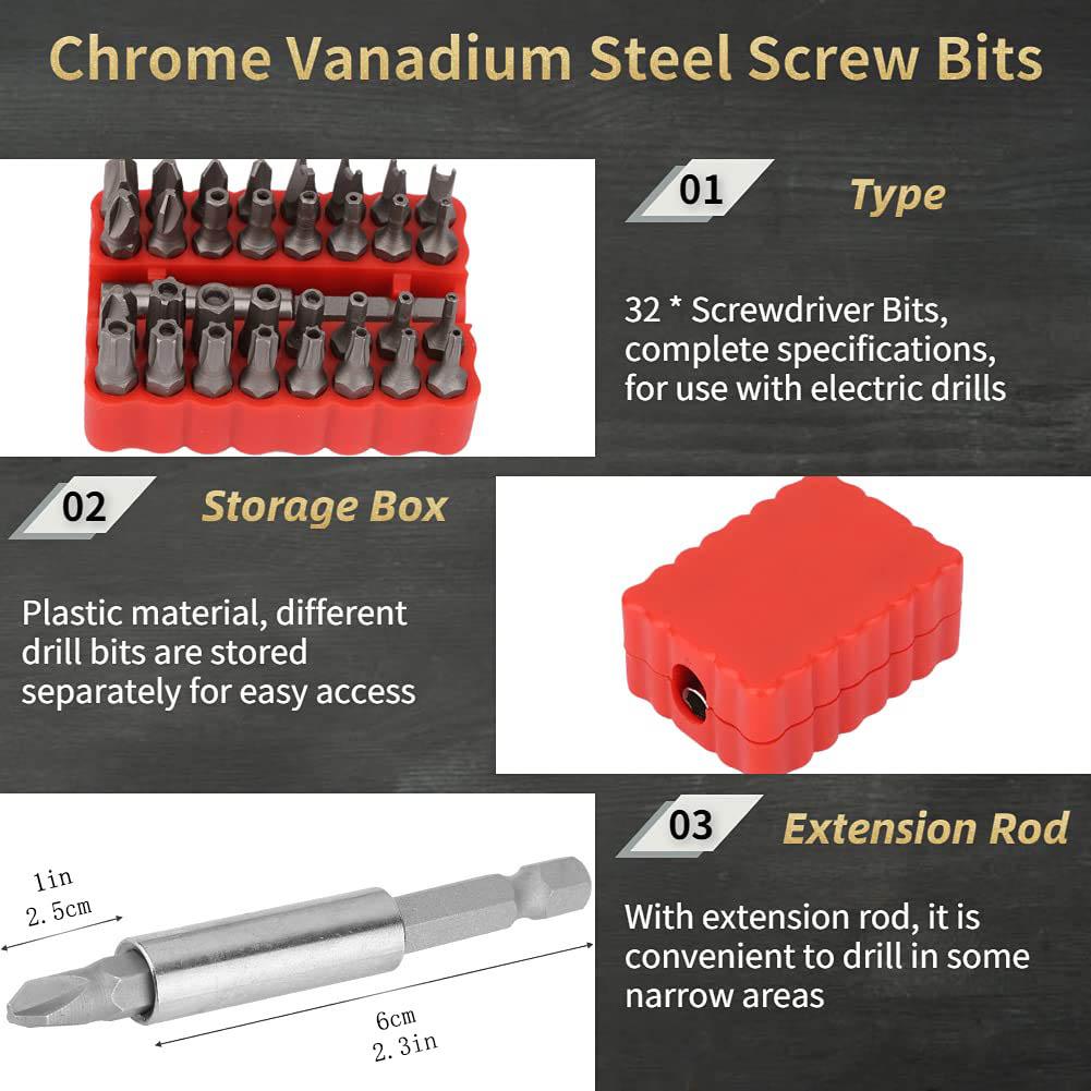 Набор из 33 полых отверток с удлинителем, магнитная крестовая отвертка Torx, биты для ручного ремонта для небольших помещений, сделай сам