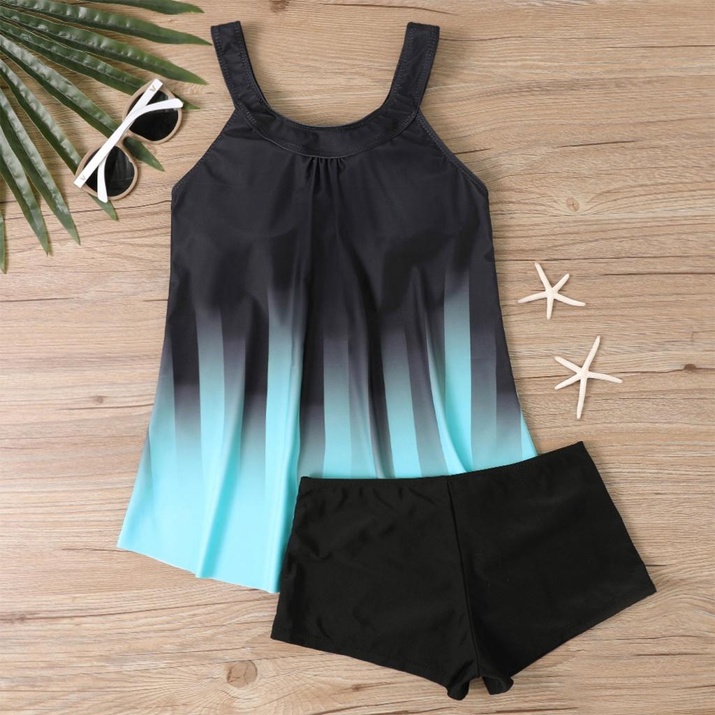 Women's Sexy Slim Printed Camisole Split Bikini Plus Size Swimsuit (Two-Piece Set)