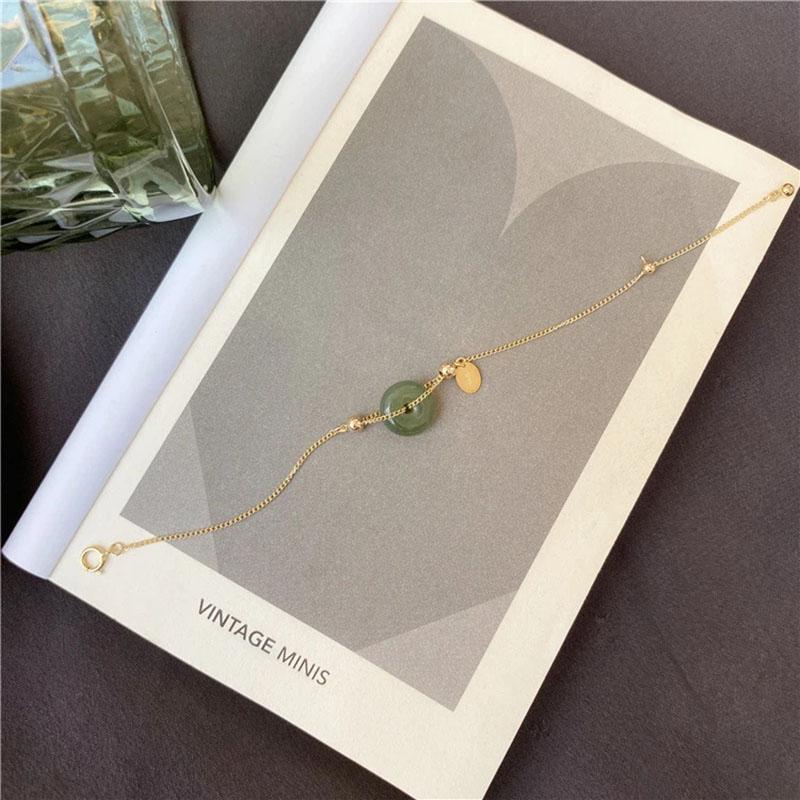 Ventfille Hetian Jade Bracelet for Women Girl Temperament Luxury Retro Palace Good Fortune Bless Jewelry Dropshippping