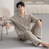 Осенне-зимняя пижама мужская утолщенная из чистого хлопка с воздушным хлопком в качестве межслойной ткани, теплая, большого размера, комплект домашней одежды