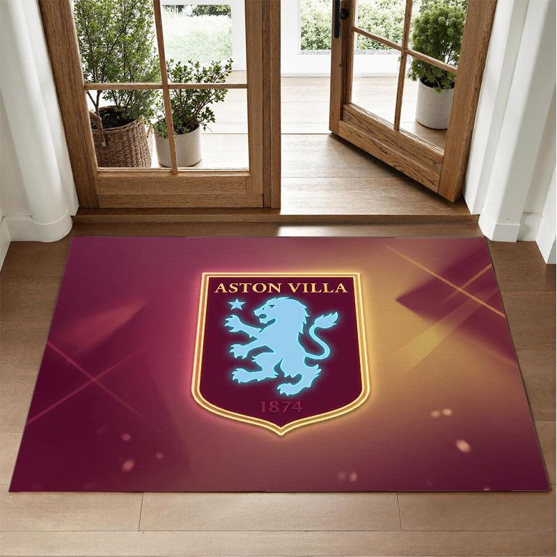 Aston Villa Football Design Crystal Velvet Rug Soft Decorative Mat for Bedroom Entrance