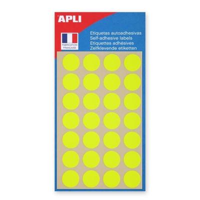 Сигнальные этикетки - AGIPA - Круглые 15 мм - Флуоресцентный желтый - Перманентный клей - Смешанные