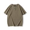 Ретро футболка с коротким рукавом Мужская Летняя из чистого хлопка Топ Однотонная Свободная с круглым вырезом и рукавом до локтя