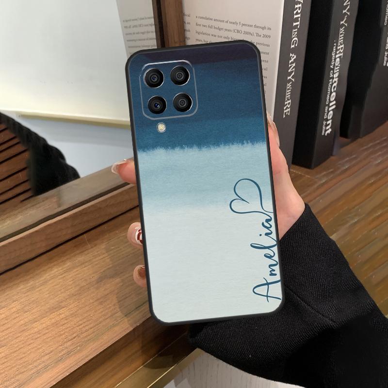 Personalised Watercolour Name Heart Case For Samsung Galaxy M12 M22 M32 M52 M13 M23 M33 M53 M20 M21 M31 M51 M14 M34 M54 M30s