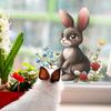 Милый кролик, цветочный луг, наклейка на стену, самоклеящаяся, съемная, для спальни, гостиной, прихожей, общежития, домашний декор, искусство