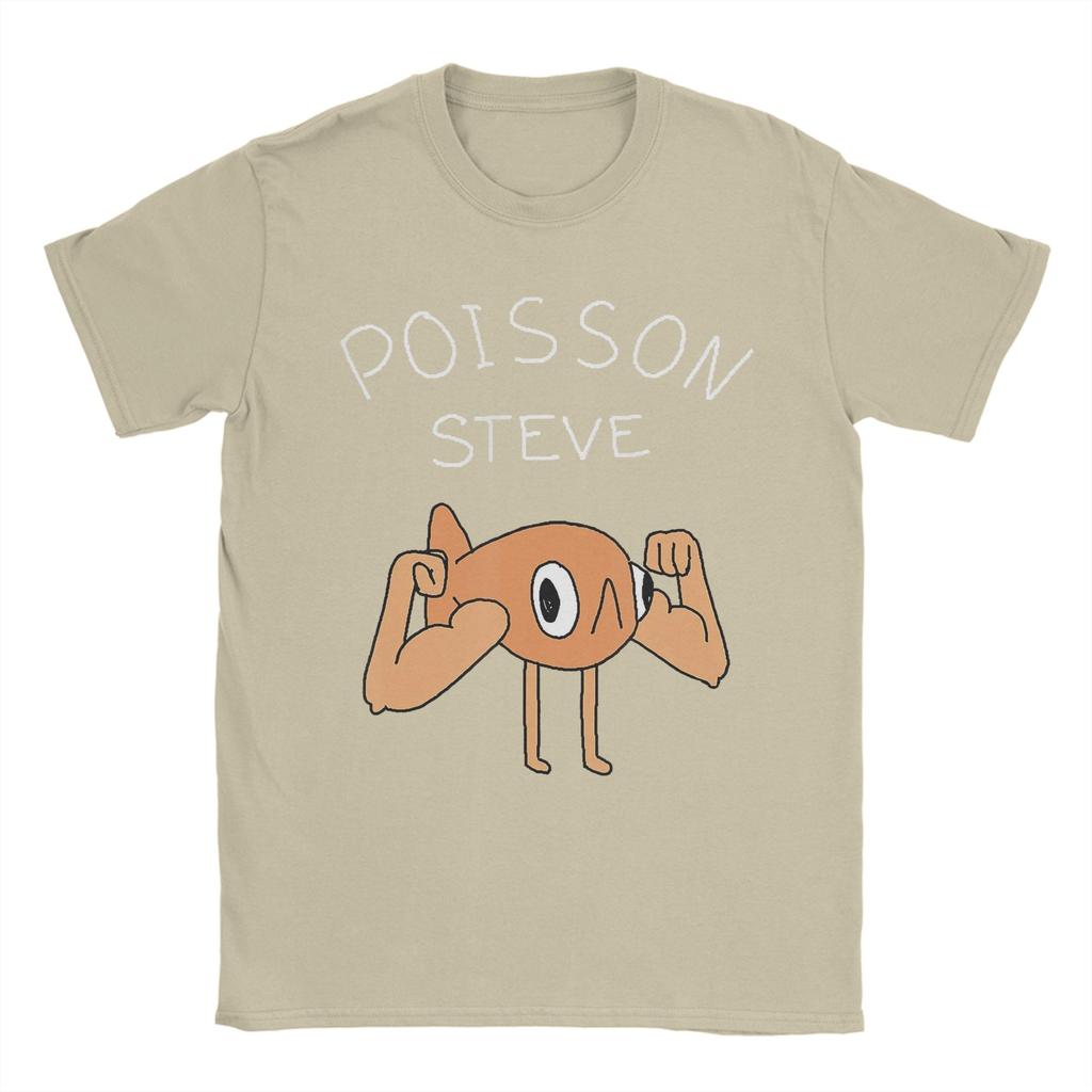 Fish Le Poisson Steve Meme Men T Shirt Casual Tee Shirt Short Sleeve Round Neck T-Shirts Pure Cotton Birthday Present Clothes