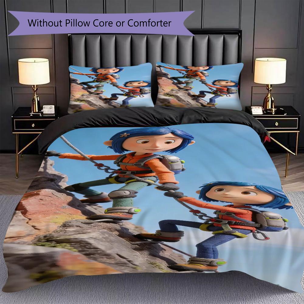 1PC Coraline pattern Bedding Quilt Set Quilt Cover Pillowcase Home Decoration Birthday Gift (1 * duvet cover + 2 * pillowcase, without core)
